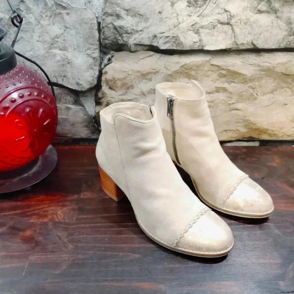 Silent D Moneybag Ankle Boots Beige Suede Leather Beige US 6.5 EU 37 - Picture 3 of 13